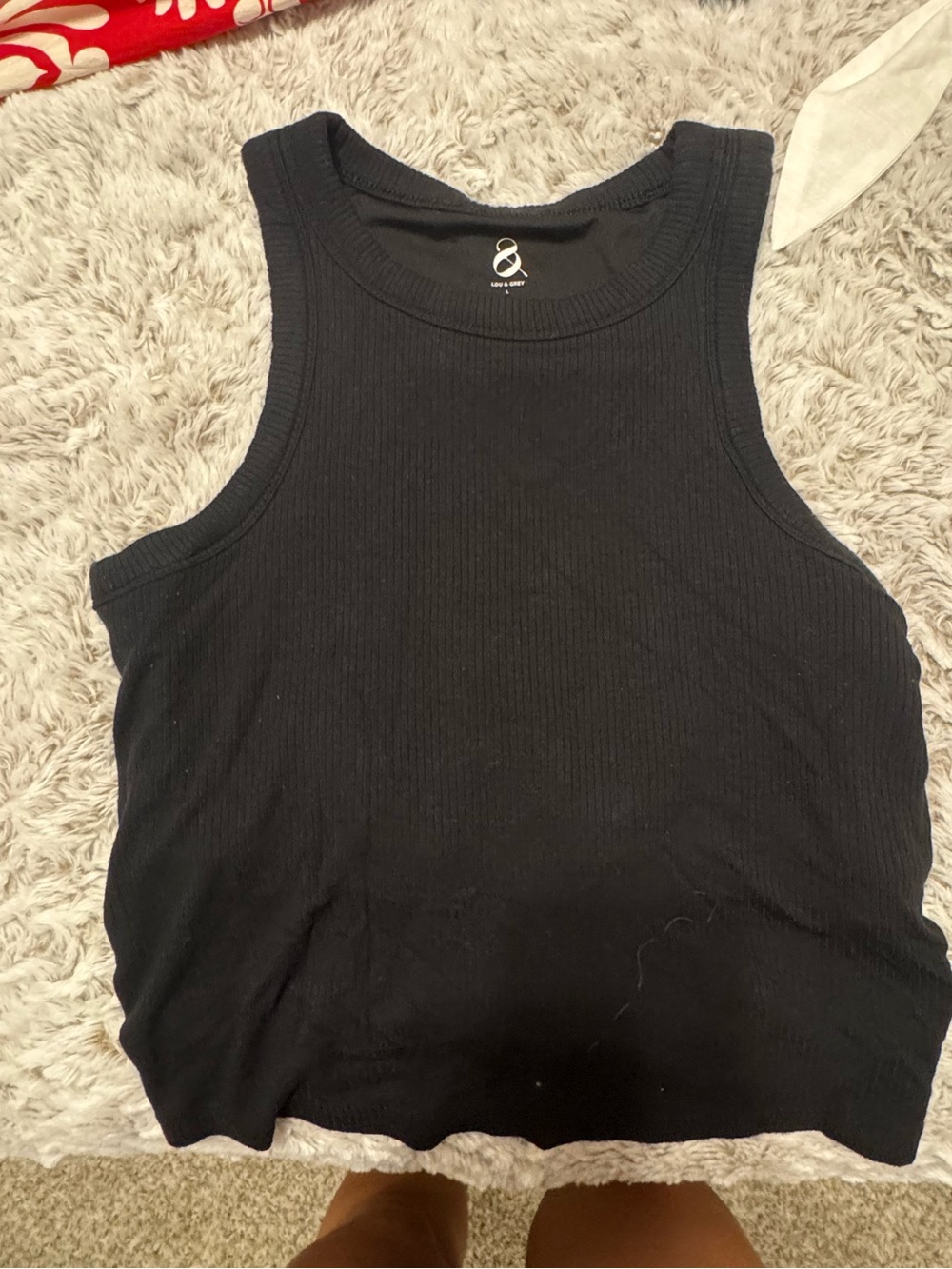 Lou & Grey Black Ribbed Crew Tank